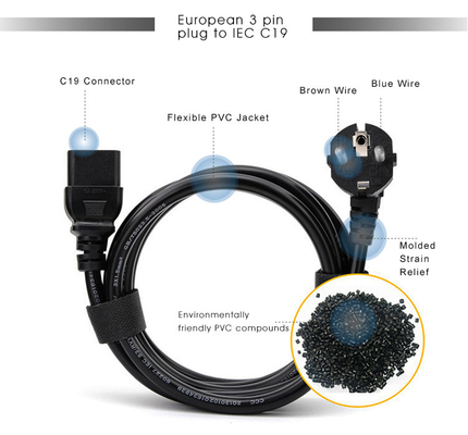 EU-Vde-Netzanschlusskabel-wasserdichte lange Erweiterung 2 Pin Plug für Laptop