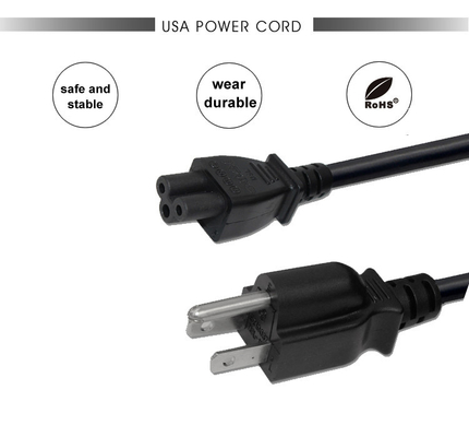 UL genehmigte Stecker USA 3 Pin Black Computer Power Cord Netzanschlusskabel C13 Iecs 320