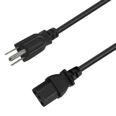 6 Fuß UL genehmigte Zinken-Computer-Kabel Netzanschlusskabel USA-schwarzes Wechselstroms 3